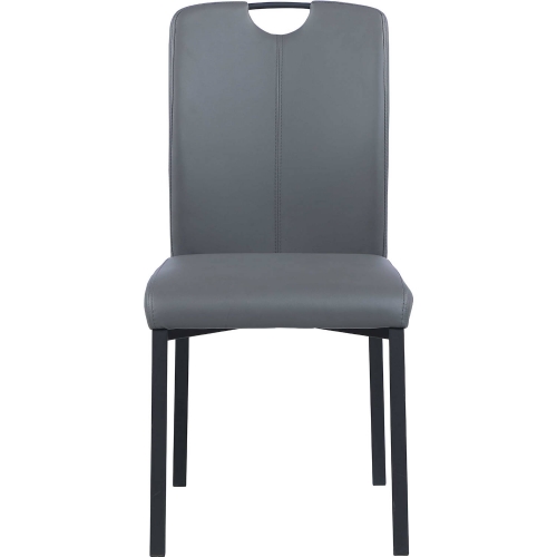 Kendra Handle Back Dining Chair in Gray Leatherette (Set of 4)